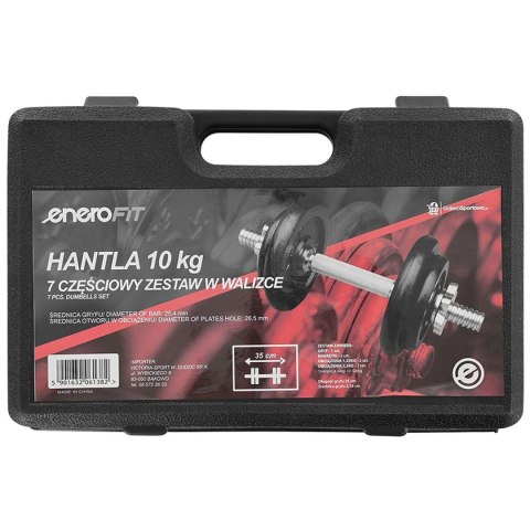 Hantla żeliwna 10kg walizka Enero Fit zestaw 7 elementów Hantla żeliwna 10kg walizka Enero Fit zestaw 7 elementów