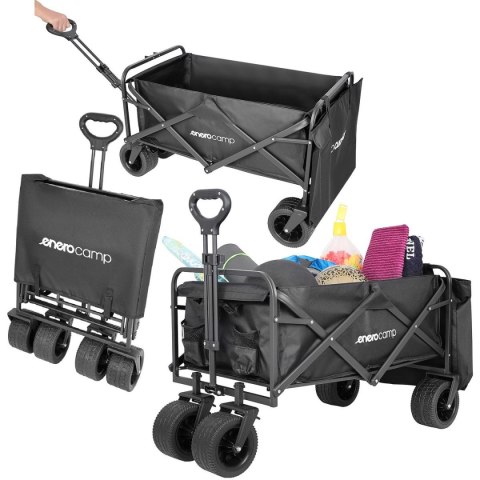 WÓZEK TURYSTYCZNO PLAŻOWY DELUXE SKŁADANY 90x57x73-96CM Z UCHWYTEM CZARNY WÓZEK TURYSTYCZNO PLAŻOWY DELUXE SKŁADANY 90x57x73-96CM Z UCHWYTEM CZARNY
