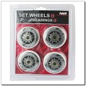 PU 84x24 BIAŁE 82A (4 SZT) + ABEC-7 (8 SZT) CHROME ZESTAW NILS EXTREME