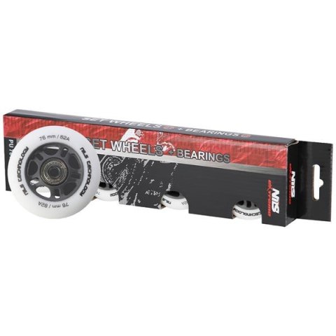 PU 76x24 82A BIAŁE MATOWE (4 szt.) + ABEC-9 (8 szt.) ZESTAW NILS EXTREME PU 76x24 82A BIAŁE MATOWE (4 szt.) + ABEC-9 (8 szt.) ZESTAW NILS EXTREME