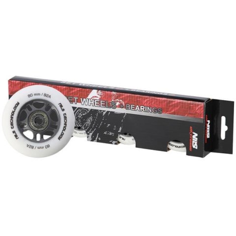 PU 80x24 82A BIAŁE MATOWE (4 szt.) + ABEC-9 (8 szt.) ZESTAW NILS EXTREME PU 80x24 82A BIAŁE MATOWE (4 szt.) + ABEC-9 (8 szt.) ZESTAW NILS EXTREME