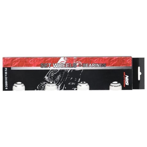 PU 80x24 82A BIAŁE MATOWE (4 szt.) + ABEC-9 (8 szt.) ZESTAW NILS EXTREME PU 80x24 82A BIAŁE MATOWE (4 szt.) + ABEC-9 (8 szt.) ZESTAW NILS EXTREME