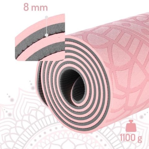 YM10 Mata do jogi TPE 182x61x0.8cm HMS jasnoróżowa antypoślizgowa YM10 Mata do jogi TPE 182x61x0.8cm HMS jasnoróżowa antypoślizgowa