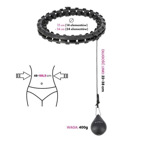 HHW01 BLACK – Hula Hop z Wypustkami i Obciążnikiem HMS HHW01 BLACK – Hula Hop z Wypustkami i Obciążnikiem HMS