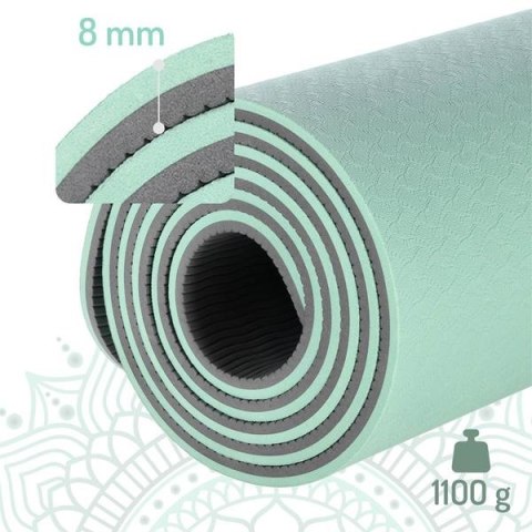 YM10 Mata do jogi miętowa TPE 182x61x0,8 cm HMS + pasek/pokrowiec YM10 Mata do jogi miętowa TPE 182x61x0,8 cm HMS + pasek/pokrowiec