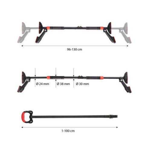 DDG03 drążek rozporowy 96–130cm z kółkami gimnastycznymi HMS premium