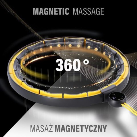 HHM21 Hula hop HMS magnetyczne TPE wypustki obciążnik licznik czarno-żółty HHM21 Hula hop HMS magnetyczne TPE wypustki obciążnik licznik czarno-żółty