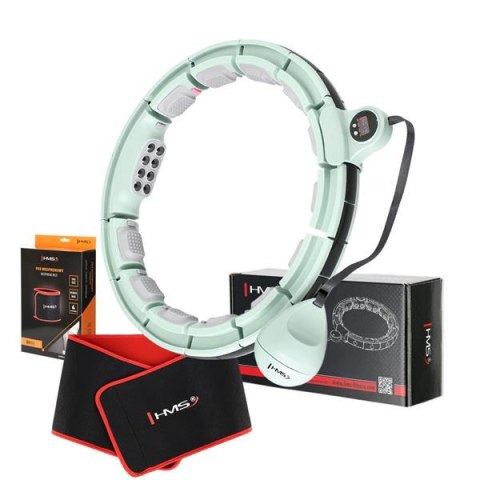 ZESTAW HULA HOP MAGNETYCZNY GREEN HHM13 Z LICZNIKIEM HMS + PAS WYSZCZUPLAJĄCY BR163 RED