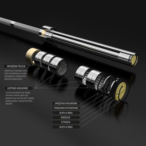 GO1100+ZG1500 Gryf olimpijski 20 kg 2200 mm HMS Premium chromowany GO1100+ZG1500 Gryf olimpijski 20 kg 2200 mm HMS Premium chromowany