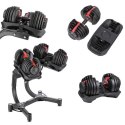 SR52+STR10 Zestaw hantli regulowanych 2×23,8 kg + stojak HMS Premium