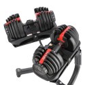 SR52+STR10 Zestaw hantli regulowanych 2×23,8 kg + stojak HMS Premium