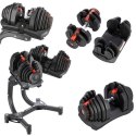 SR80+STR10 Zestaw hantli regulowanych 2×37,4 kg + stojak HMS Premium