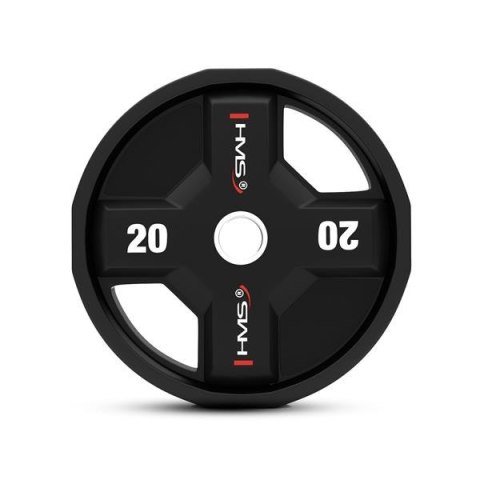 TPC20 Talerz olimpijski poliuretanowy 20 kg HMS czarny precyzyjny TPC20 Talerz olimpijski poliuretanowy 20 kg HMS czarny precyzyjny