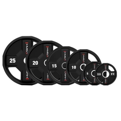 TPC20 Talerz olimpijski poliuretanowy 20 kg HMS czarny precyzyjny TPC20 Talerz olimpijski poliuretanowy 20 kg HMS czarny precyzyjny