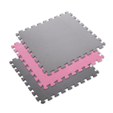 MP10 Mata puzzle 9 el. 10 mm ONE FITNESS różowo-szara MP10 Mata puzzle 9 el. 10 mm ONE FITNESS różowo-szara
