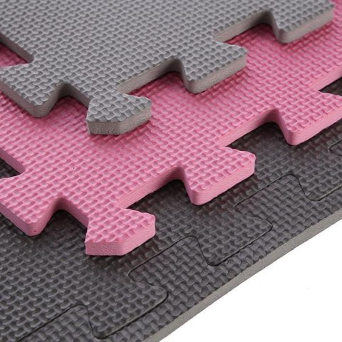 MP10 Mata puzzle 9 el. 10 mm ONE FITNESS różowo-szara MP10 Mata puzzle 9 el. 10 mm ONE FITNESS różowo-szara
