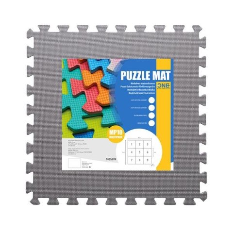 MP10 Mata puzzle 9 el. 10 mm ONE FITNESS różowo-szara MP10 Mata puzzle 9 el. 10 mm ONE FITNESS różowo-szara