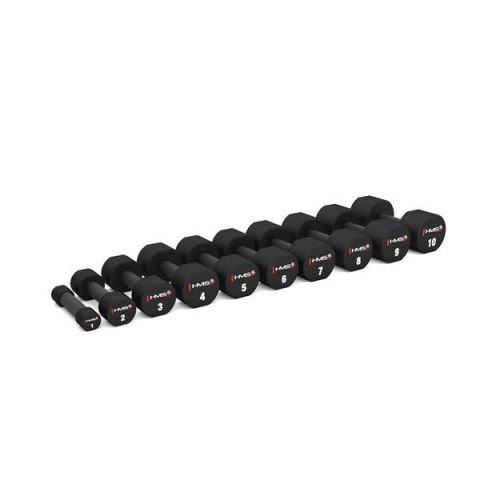 ZESTAW HANTLI POLIURETANOWYCH HPT 2 x 1 - 10 KG (110 KG) + STOJAK STR37 HMS ZESTAW HANTLI POLIURETANOWYCH HPT 2 x 1 - 10 KG (110 KG) + STOJAK STR37 HMS