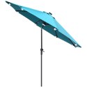 PARASOL OGRODOWY Z OŚWIETLENIEM ŻARÓWKI LED 270CM TURKUSOWY
