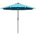 PARASOL OGRODOWY Z OŚWIETLENIEM ŻARÓWKI LED 270CM TURKUSOWY