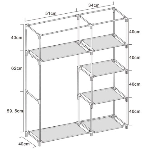 SZAFA TEKSTYLNA GARDEROBA 90x45x170CM CIEMNO-SZARA 8811 SZAFA TEKSTYLNA GARDEROBA 90x45x170CM CIEMNO-SZARA 8811