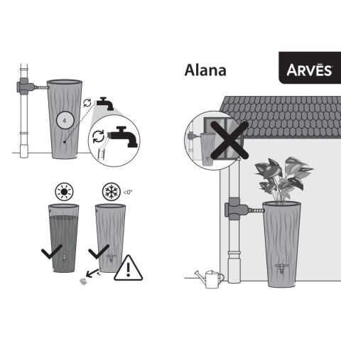 ZBIORNIK POJEMNIK NA WODĘ DESZCZÓWKĘ ALANA FLOWER 160L ANTRACYT ZBIORNIK POJEMNIK NA WODĘ DESZCZÓWKĘ ALANA FLOWER 160L ANTRACYT