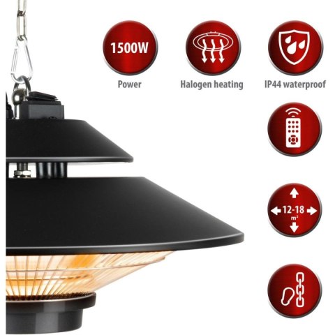 GRZEJNIK OGRODOWY WISZĄCY 1500W Z PILOTEM ALPINA GRZEJNIK OGRODOWY WISZĄCY 1500W Z PILOTEM ALPINA