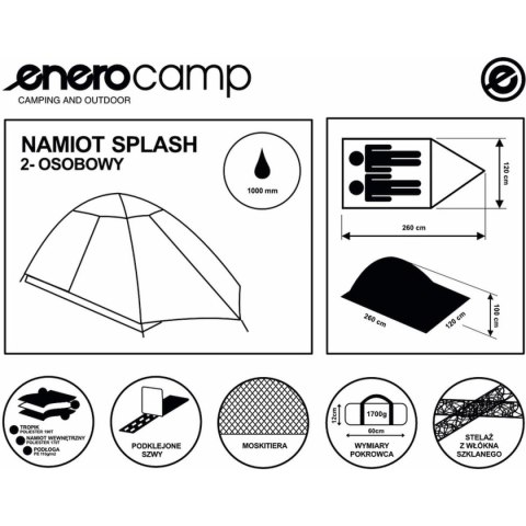 NAMIOT 2 OSOBOWY SPLASH Z TROPIKIEM ENERO CAMP NAMIOT 2 OSOBOWY SPLASH Z TROPIKIEM ENERO CAMP