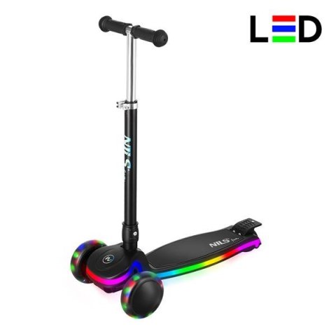 HLB1306 Hulajnoga dziecięca LED trójkołowa regulowana NILS FUN czarna HLB1306 Hulajnoga dziecięca LED trójkołowa regulowana NILS FUN czarna