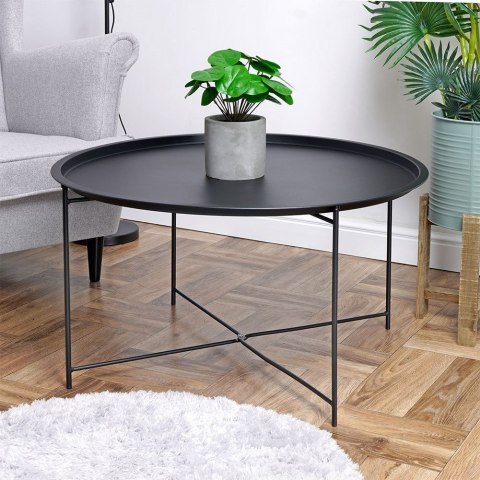 Stolik kawowy metalowy czarny okrągły 75x42 cm Stolik kawowy metalowy czarny okrągły 75x42 cm