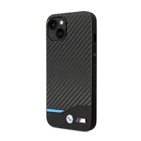 BMW Leather Carbon Blue Line - Etui iPhone 14 (Czarny) BMW Leather Carbon Blue Line - Etui iPhone 14 (Czarny)