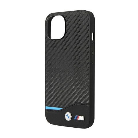 BMW Leather Carbon Blue Line - Etui iPhone 14 (Czarny) BMW Leather Carbon Blue Line - Etui iPhone 14 (Czarny)