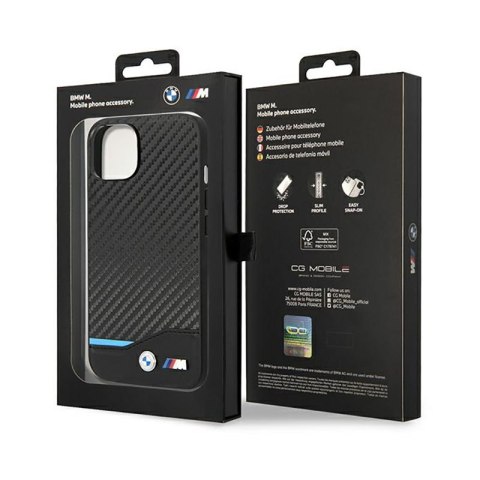 BMW Leather Carbon Blue Line - Etui iPhone 14 (Czarny) BMW Leather Carbon Blue Line - Etui iPhone 14 (Czarny)