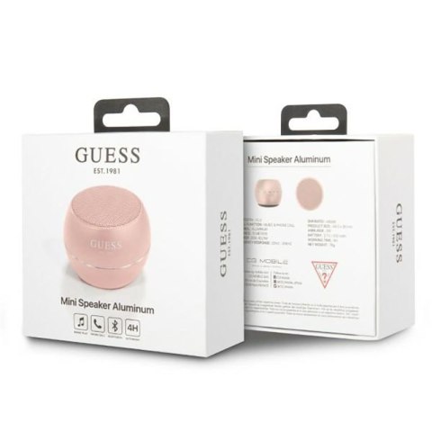 Guess Mini Bluetooth Speaker 3W 4H - Głośnik Bluetooth 5.0 (różowy) Guess Mini Bluetooth Speaker 3W 4H - Głośnik Bluetooth 5.0 (różowy)