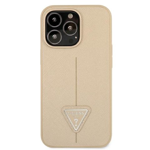 Guess Saffiano Triangle Logo Case - Etui iPhone 13 Pro (beżowy)