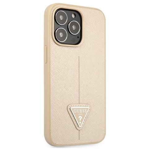Guess Saffiano Triangle Logo Case - Etui iPhone 13 Pro (beżowy)