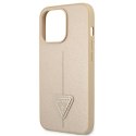 Guess Saffiano Triangle Logo Case - Etui iPhone 13 Pro (beżowy)