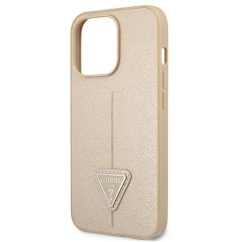 Guess Saffiano Triangle Logo Case - Etui iPhone 13 Pro (beżowy)