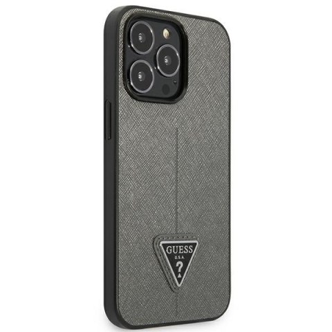 Guess Saffiano Triangle Logo Case - Etui iPhone 13 Pro (srebrny)