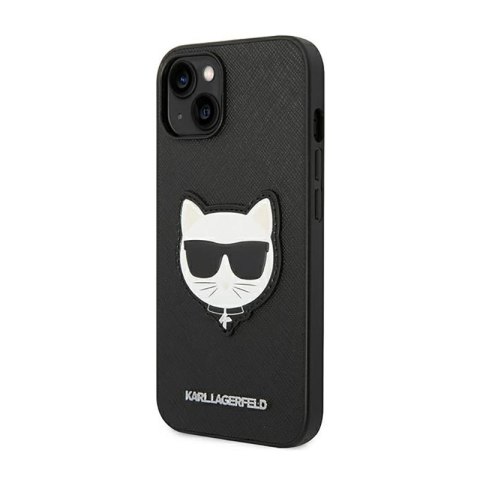 Karl Lagerfeld Saffiano Choupette Head Patch Case - Etui iPhone 14 Plus (czarny) Karl Lagerfeld Saffiano Choupette Head Patch Case - Etui iPhone 14 Plus (czarny)