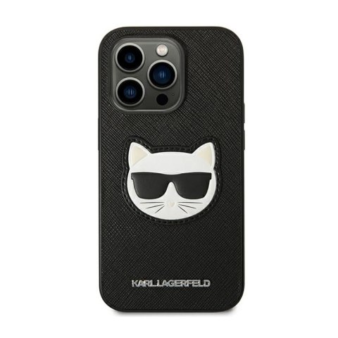 Karl Lagerfeld Saffiano Choupette Head Patch Case - Etui iPhone 14 Pro Max (czarny) Karl Lagerfeld Saffiano Choupette Head Patch Case - Etui iPhone 14 Pro Max (czarny)