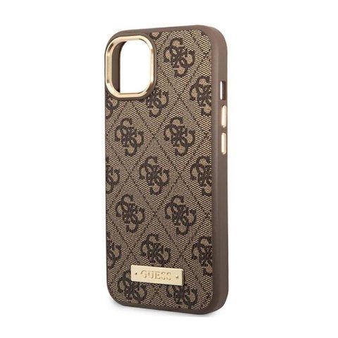Guess 4G Logo Plate MagSafe - Etui iPhone 14 Plus (brązowy) Guess 4G Logo Plate MagSafe - Etui iPhone 14 Plus (brązowy)