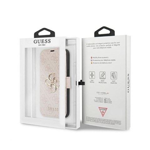 Guess Booktype 4G Big Metal Logo - Etui iPhone 13 Pro (różowy) Guess Booktype 4G Big Metal Logo - Etui iPhone 13 Pro (różowy)