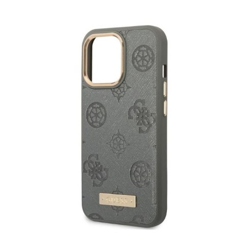 Guess Peony Logo Plate MagSafe - Etui iPhone 13 Pro Max (szary) Guess Peony Logo Plate MagSafe - Etui iPhone 13 Pro Max (szary)