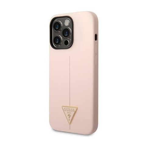 Guess Silicone Triangle Logo - Etui iPhone 14 Pro Max (różowy) Guess Silicone Triangle Logo - Etui iPhone 14 Pro Max (różowy)