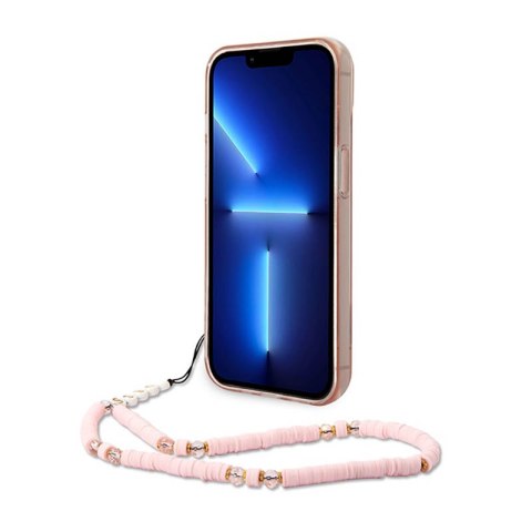 Guess Translucent Pearl Strap - Etui iPhone 14 Plus (różowy) Guess Translucent Pearl Strap - Etui iPhone 14 Plus (różowy)