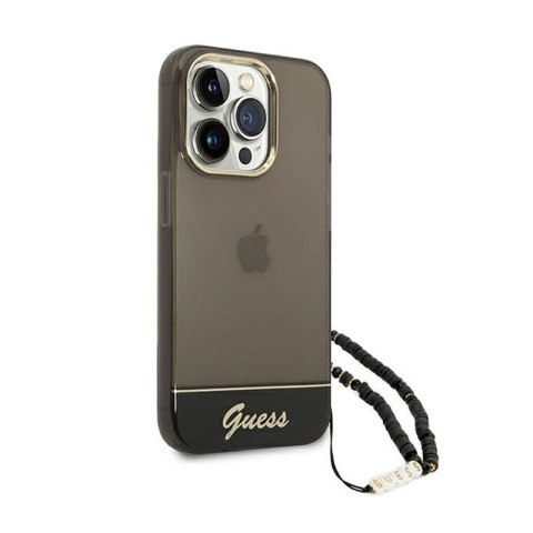 Guess Translucent Pearl Strap - Etui iPhone 14 Pro Max (czarny) Guess Translucent Pearl Strap - Etui iPhone 14 Pro Max (czarny)