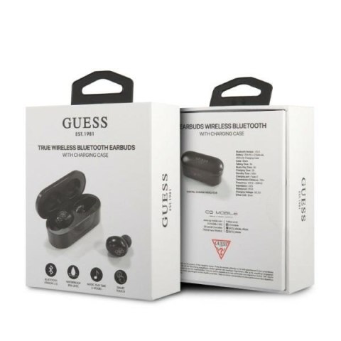 Guess True Wireless Earphones BT5.0 5H - Słuchawki TWS + etui ładujące (czarny) Guess True Wireless Earphones BT5.0 5H - Słuchawki TWS + etui ładujące (czarny)