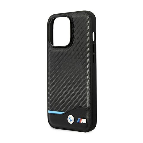 BMW Leather Carbon Blue Line - Etui iPhone 14 Pro (Czarny) BMW Leather Carbon Blue Line - Etui iPhone 14 Pro (Czarny)