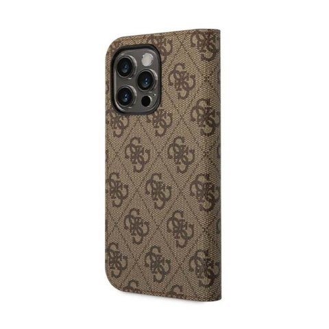 Guess 4G Metal Camera Outline Booktype Case - Etui iPhone 14 Pro Max (brązowy) Guess 4G Metal Camera Outline Booktype Case - Etui iPhone 14 Pro Max (brązowy)